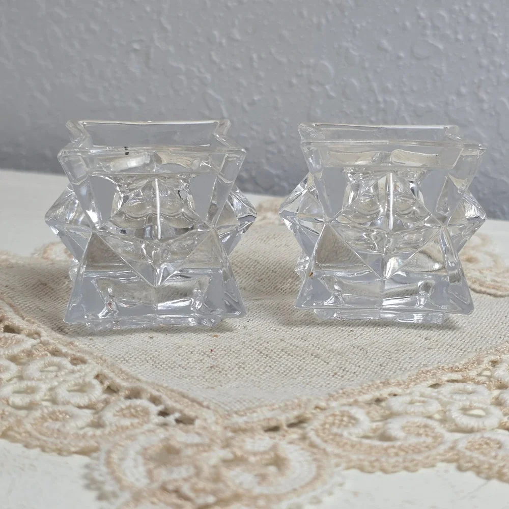 CLEARANCE‎ 💲6️⃣ Vintage Glass Star Shaped Taper Candle Holders All Occasion